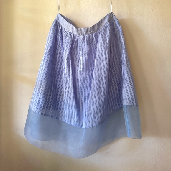 Romantic French Blue Striped Skirt with Sheer Hem – Size XS/S (US 4) - Picture 1 of 2